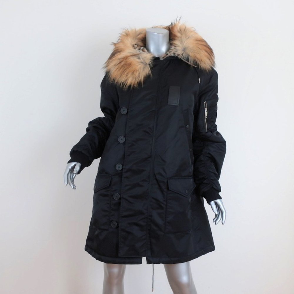 The Kooples Oversized Hooded Parka Black Size 2 - Picture 2 of 11